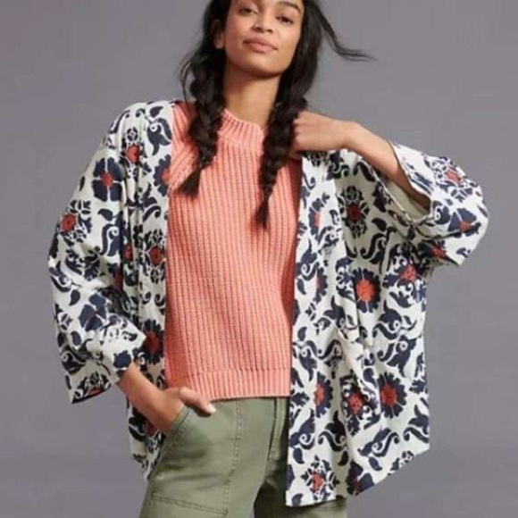 Anthropologie Maeve Mackenzie Coral Orange Ribbed Chunky Oversized Sweater XS - Picture 3 of 9